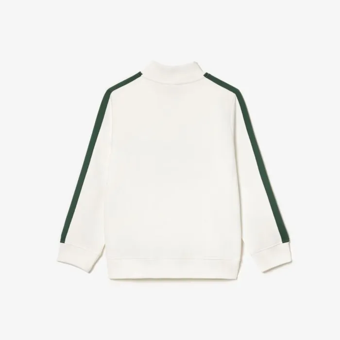 Sweaters and Sweatshirts Kids Lacoste Kids039 Tennis Print QuarterZip Sweatshirt White Dark Green Qci