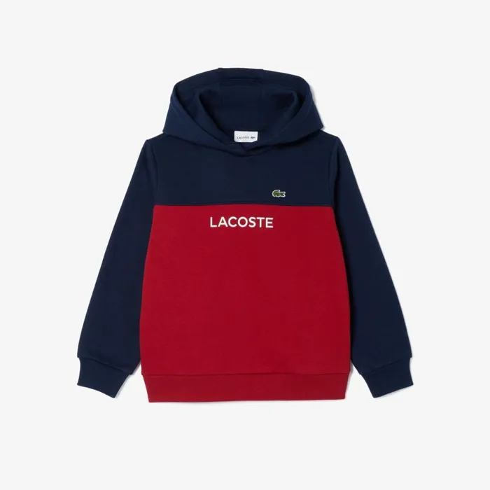 Sweaters and Sweatshirts Kids Lacoste Kids Cotton Flannel Colorblock Hoodie Navy Blue Bordeaux Isv