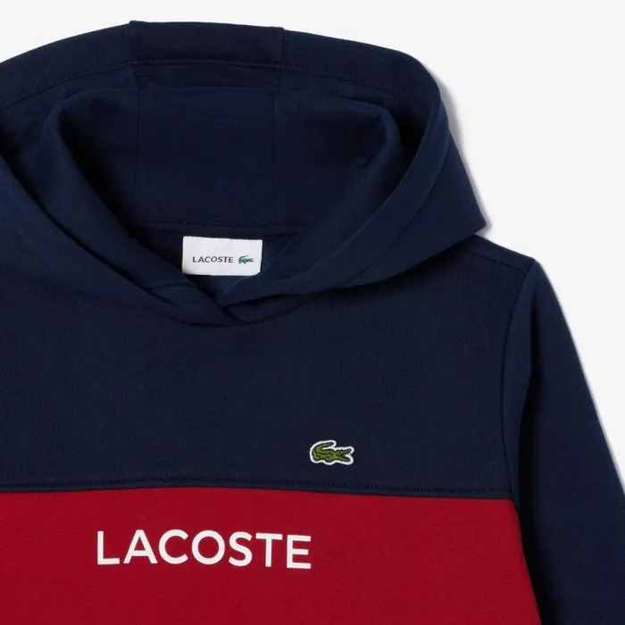 Sweaters and Sweatshirts Kids Lacoste Kids Cotton Flannel Colorblock Hoodie Navy Blue Bordeaux Isv
