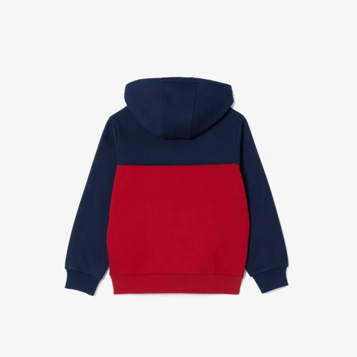 Sweaters and Sweatshirts Kids Lacoste Kids Cotton Flannel Colorblock Hoodie Navy Blue Bordeaux Isv