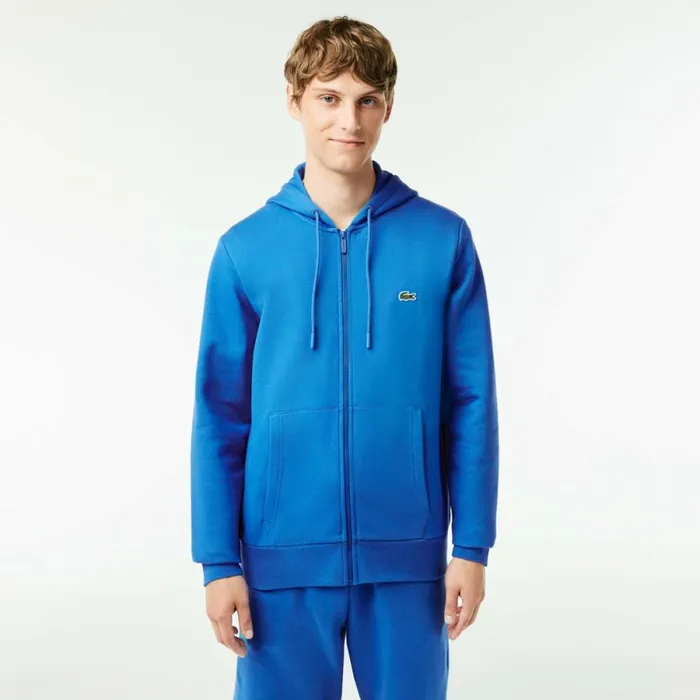 Sweaters and Sweatshirts Men Lacoste Men039s Fleece ZipUp Hoodie Blue Siy