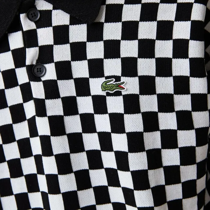 Sweaters and Sweatshirts Men Lacoste Men039s Heritage Relaxed Fit Checkerboard Sweater Black White 9m0
