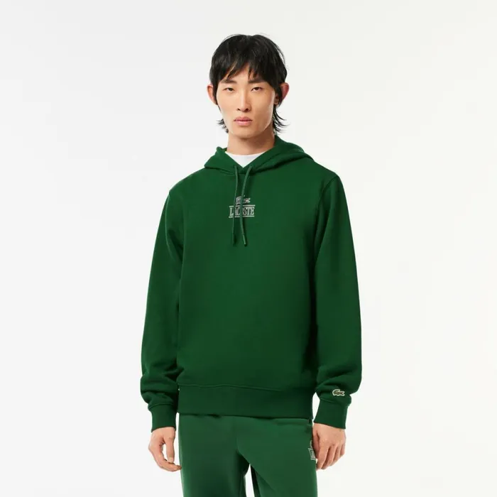 Sweaters and Sweatshirts Men Lacoste Men039s Printed Hoodie Pine Green 132