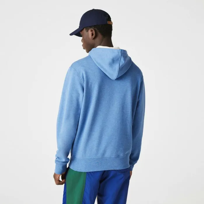 Sweaters and Sweatshirts Men Lacoste Men039s Signature Flecked Cotton Fleece Hoodie Blue Chine Hg3