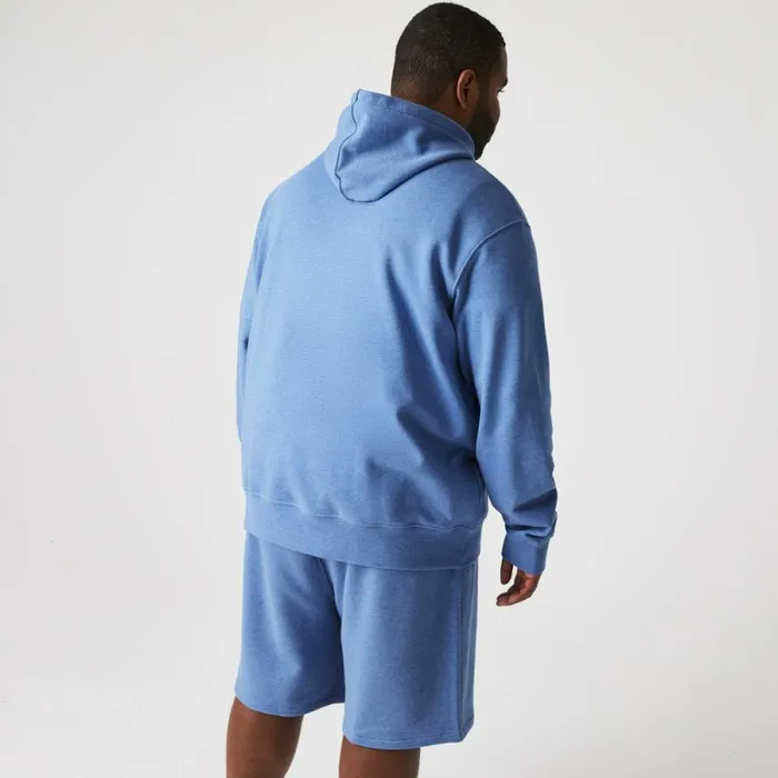 Sweaters and Sweatshirts Men Lacoste Men039s Signature Flecked Cotton Fleece Hoodie Blue Chine Hg3