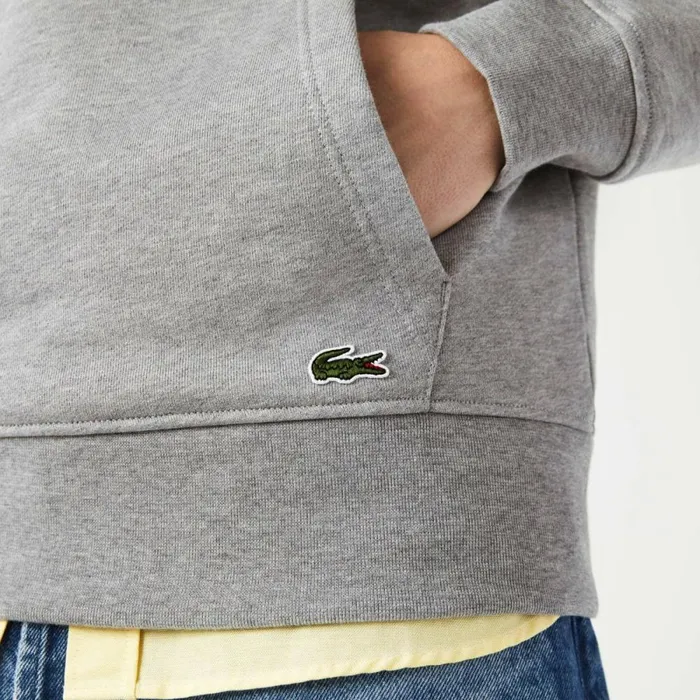 Sweaters and Sweatshirts Men Lacoste Men039s Signature Flecked Cotton Fleece Hoodie Grey Chine 4jv