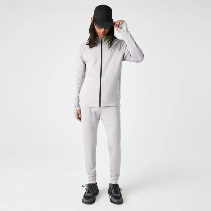 Sweaters and Sweatshirts Men Lacoste Men039s SPORT Stretch ZipUp Sweatshirt Grey Chine Light Grey 9ya