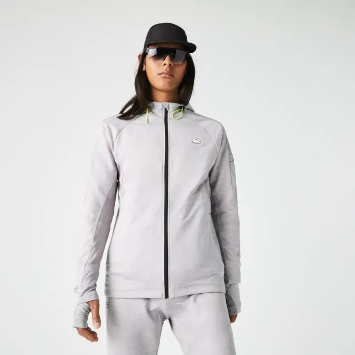 Sweaters and Sweatshirts Men Lacoste Men039s SPORT Stretch ZipUp Sweatshirt Grey Chine Light Grey 9ya