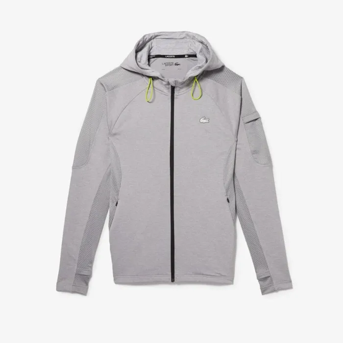 Sweaters and Sweatshirts Men Lacoste Men039s SPORT Stretch ZipUp Sweatshirt Grey Chine Light Grey 9ya
