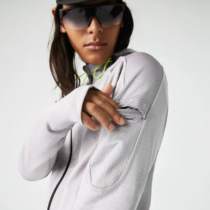 Sweaters and Sweatshirts Men Lacoste Men039s SPORT Stretch ZipUp Sweatshirt Grey Chine Light Grey 9ya