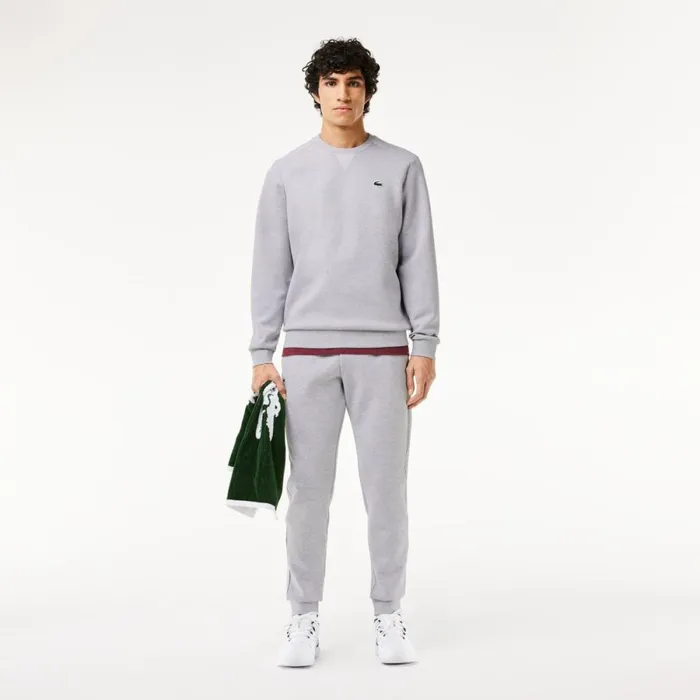 Sweaters and Sweatshirts Men Lacoste Mens Sport Mesh Panels Sweatshirt Grey Chine Light Grey 9ya