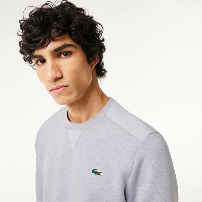 Sweaters and Sweatshirts Men Lacoste Mens Sport Mesh Panels Sweatshirt Grey Chine Light Grey 9ya