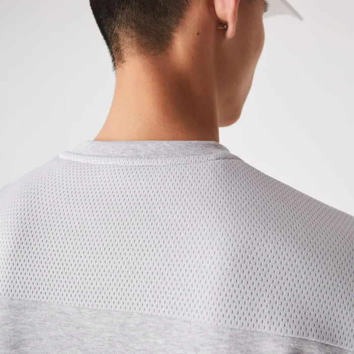 Sweaters and Sweatshirts Men Lacoste Mens Sport Mesh Panels Sweatshirt Grey Chine Light Grey 9ya