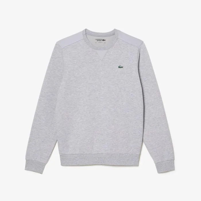 Sweaters and Sweatshirts Men Lacoste Mens Sport Mesh Panels Sweatshirt Grey Chine Light Grey 9ya