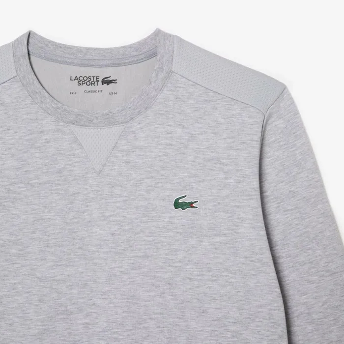 Sweaters and Sweatshirts Men Lacoste Mens Sport Mesh Panels Sweatshirt Grey Chine Light Grey 9ya