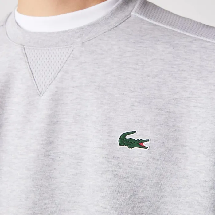 Sweaters and Sweatshirts Men Lacoste Mens Sport Mesh Panels Sweatshirt Grey Chine Light Grey 9ya