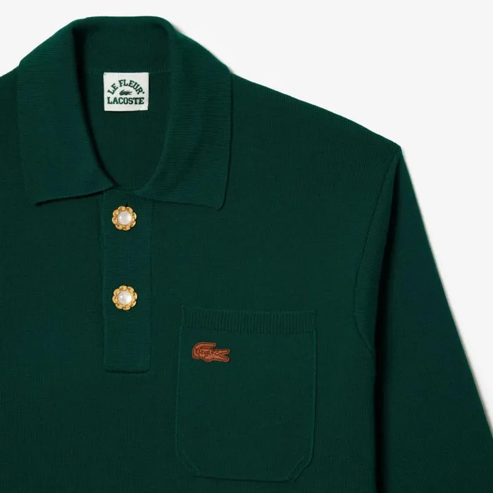 Sweaters and Sweatshirts MenWomen Lacoste Lacoste X Le FLEUR Long Sleeved Polo Green 3m2