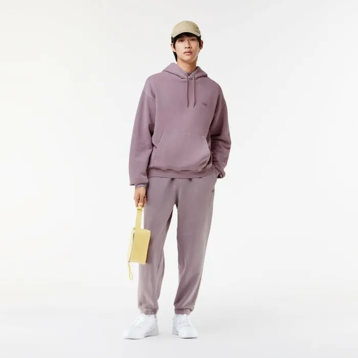 Sweaters and Sweatshirts MenWomen Lacoste Unisex Loose Fit Cotton Fleece Hoodie Purple Ryi