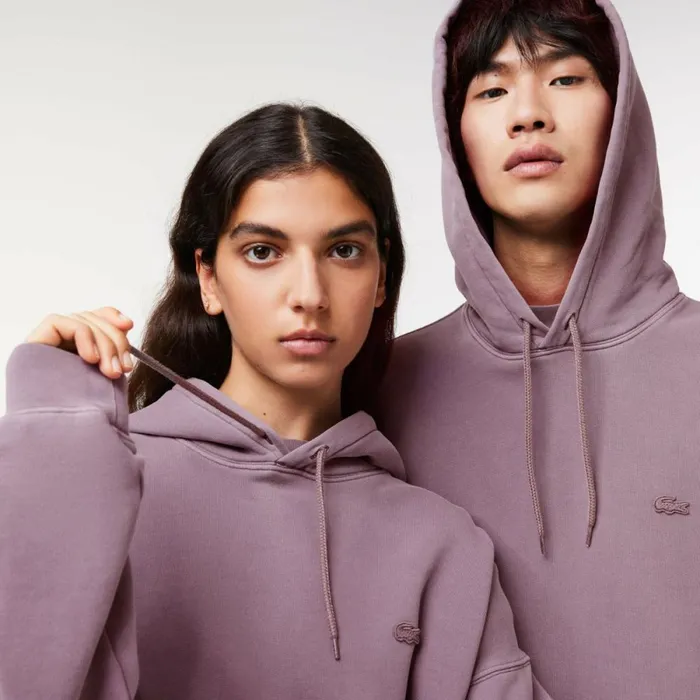 Sweaters and Sweatshirts MenWomen Lacoste Unisex Loose Fit Cotton Fleece Hoodie Purple Ryi