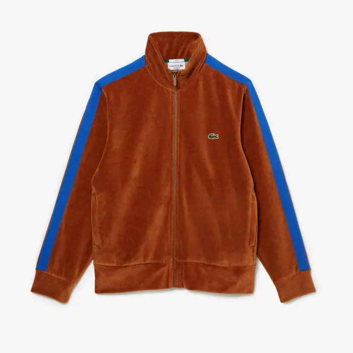 Sweaters and Sweatshirts MenWomen Lacoste Unisex Regular Fit Velvet ZipUp Sweatshirt Brown 3pb