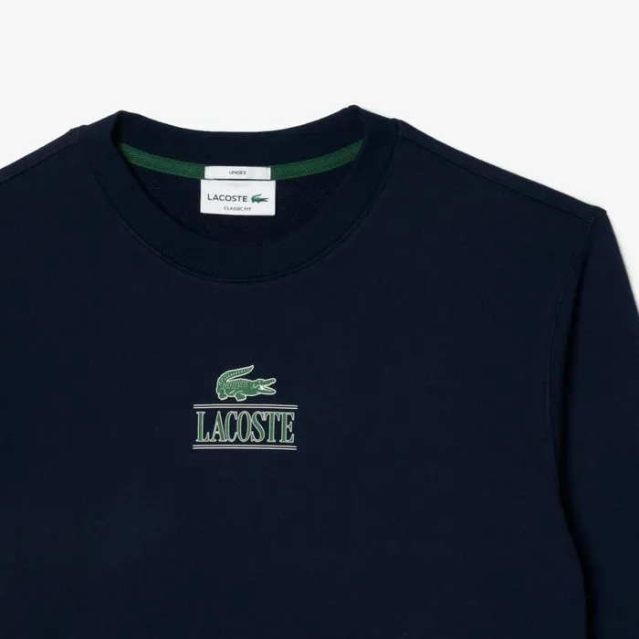 Sweaters and Sweatshirts MenWomen Lacoste Unisex Signature Print Sweatshirt Navy Blue 166