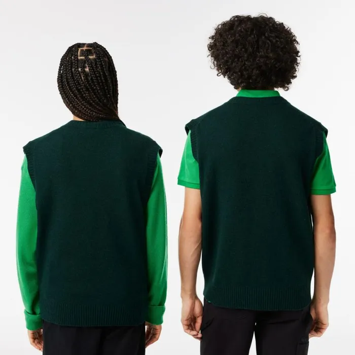 Sweaters and Sweatshirts MenWomen Lacoste Unisex Sleeveless Golf Motif Sweater Green White Dcj