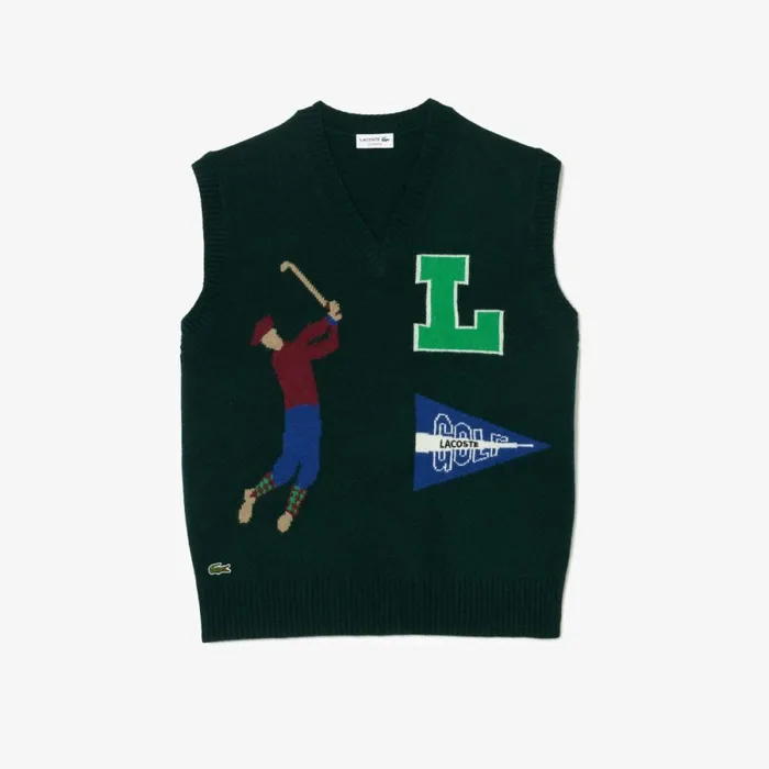 Sweaters and Sweatshirts MenWomen Lacoste Unisex Sleeveless Golf Motif Sweater Green White Dcj