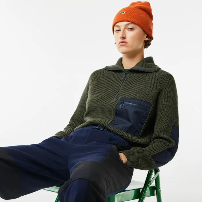 Sweaters and Sweatshirts MenWomen Lacoste Women039s Colorblock HalfZip Sweater Khaki Green Navy Blue U74 Sweaters and Sweatshirts MenWomen Lacoste Women039s Colorblock HalfZip Sweater Khaki Green Navy Blue U74