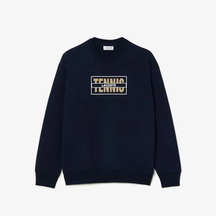 Sweaters and Sweatshirts Women Lacoste Oversized Tennis Print Fleece Jogger Sweatshirt Navy Blue 166