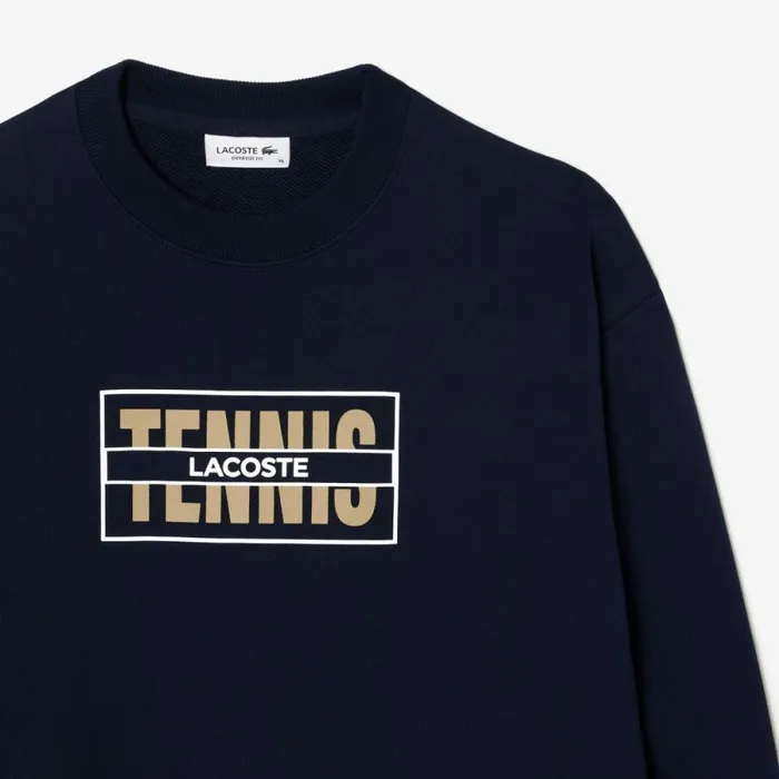 Sweaters and Sweatshirts Women Lacoste Oversized Tennis Print Fleece Jogger Sweatshirt Navy Blue 166