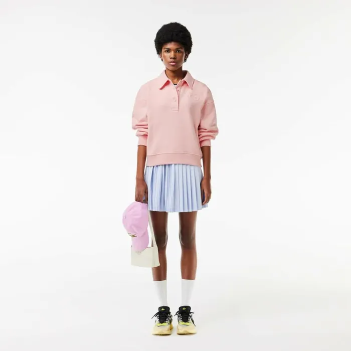 Sweaters and Sweatshirts Women Lacoste Women039s Embroidered Polo Sweatshirt Waterlily Pink Kf9