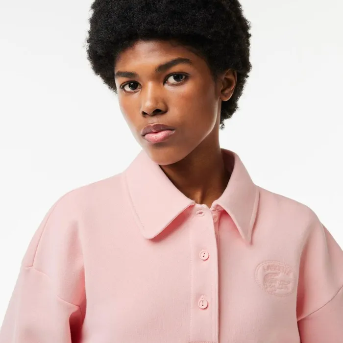 Sweaters and Sweatshirts Women Lacoste Women039s Embroidered Polo Sweatshirt Waterlily Pink Kf9