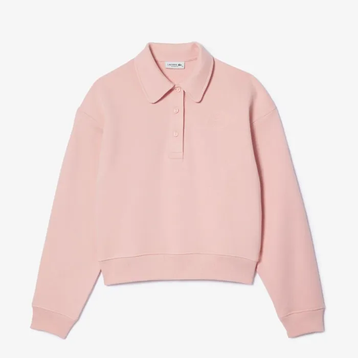 Sweaters and Sweatshirts Women Lacoste Women039s Embroidered Polo Sweatshirt Waterlily Pink Kf9