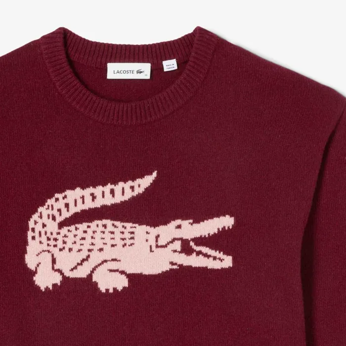 Sweaters and Sweatshirts Women Lacoste Women039s Lacoste X Bandier Contrast Crocodile Sweater Bordeaux Pink Iyh
