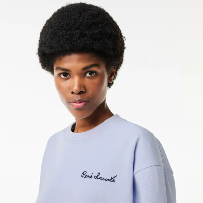 Sweaters and Sweatshirts Women Lacoste Women039s Oversized Double Face Sweatshirt Phoenix Blue J2g
