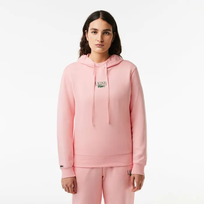 Sweaters and Sweatshirts Women Lacoste Women039s Printed Hoodie Waterlily Pink Kf9
