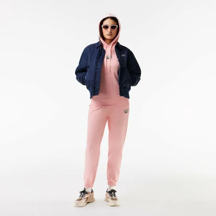 Sweaters and Sweatshirts Women Lacoste Women039s Printed Hoodie Waterlily Pink Kf9