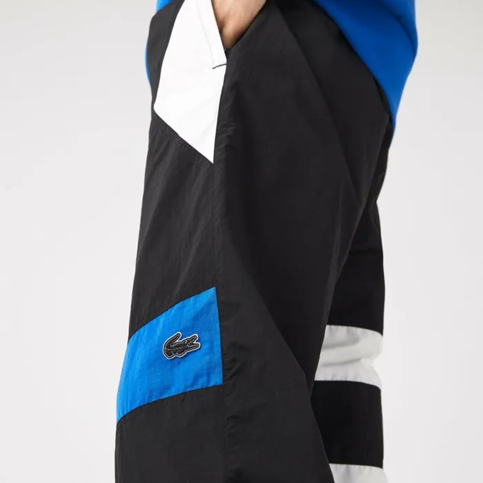 Sweatpants and Trousers Men Lacoste Men039s Patchwork WaterRepellent Joggers Black Blue White Se1