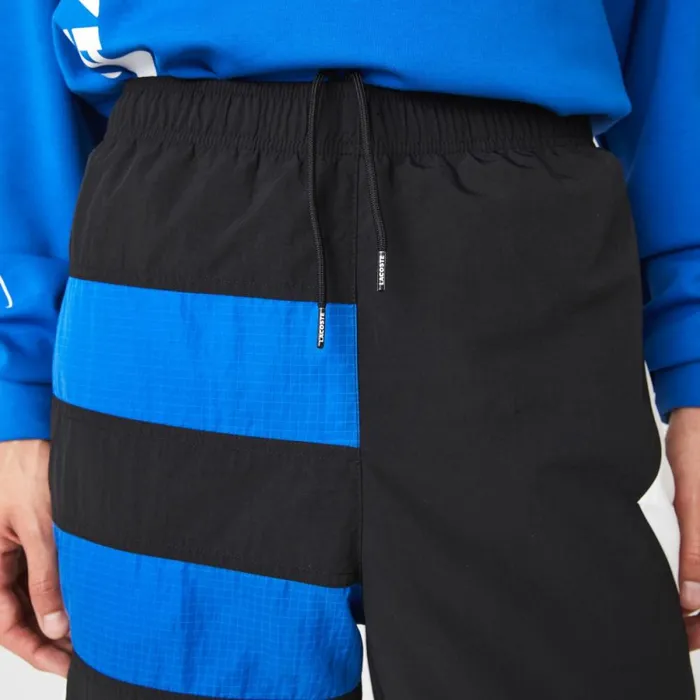 Sweatpants and Trousers Men Lacoste Men039s Patchwork WaterRepellent Joggers Black Blue White Se1