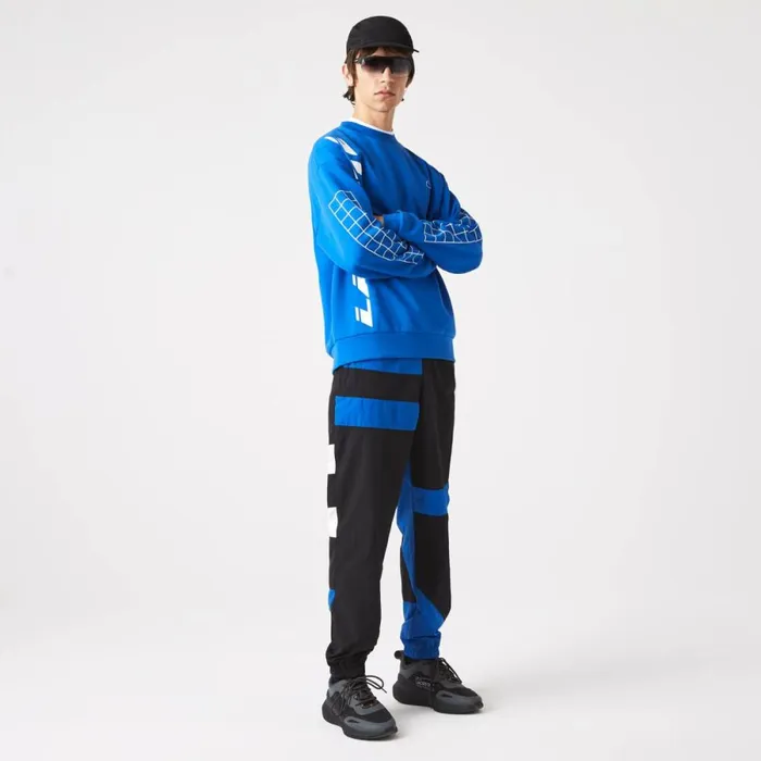 Sweatpants and Trousers Men Lacoste Men039s Patchwork WaterRepellent Joggers Black Blue White Se1