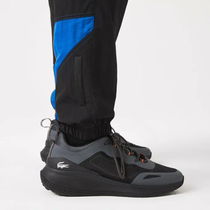 Sweatpants and Trousers Men Lacoste Men039s Patchwork WaterRepellent Joggers Black Blue White Se1