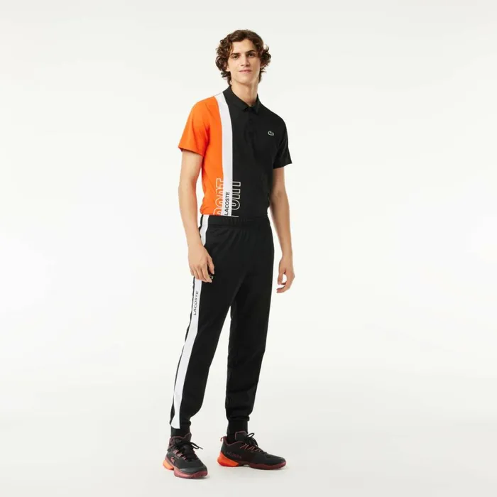 Sweatpants and Trousers Men Lacoste Men039s Ripstop Tennis Sweatpants Black White 258