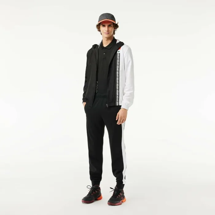 Sweatpants and Trousers Men Lacoste Men039s Ripstop Tennis Sweatpants Black White 258