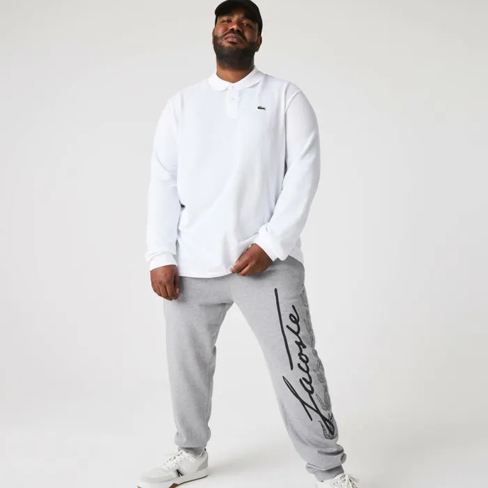 Sweatpants and Trousers Men Lacoste Men039s Signature and Croc Print Cotton Fleece Sweatpants Grey Chine 4jv