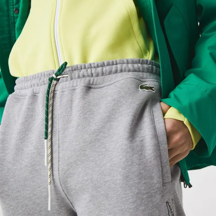 Sweatpants and Trousers Men Lacoste Men039s Signature and Croc Print Cotton Fleece Sweatpants Grey Chine 4jv