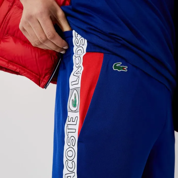 Sweatpants and Trousers Men Lacoste Men039s SPORT Branded Bands Sweatpants Blue Red White An3