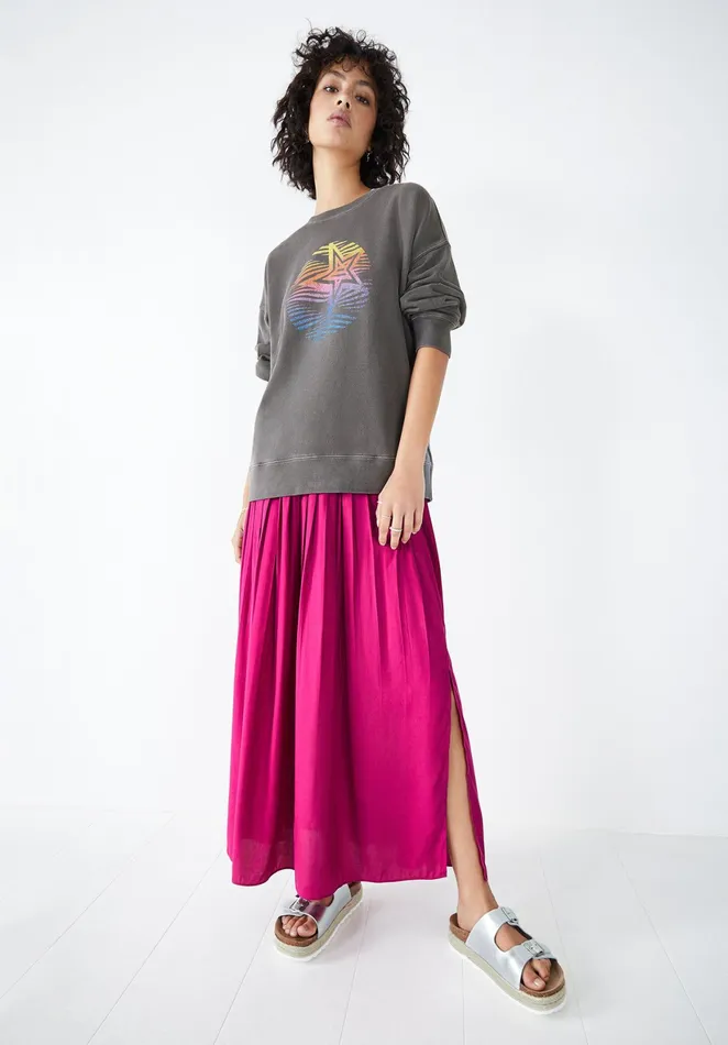 Sweatshirts and Hoodies Women Hush Rainbow Star Relaxed Sweatshirt Washed Grey