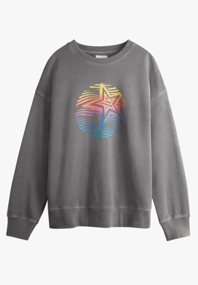 Sweatshirts and Hoodies Women Hush Rainbow Star Relaxed Sweatshirt Washed Grey