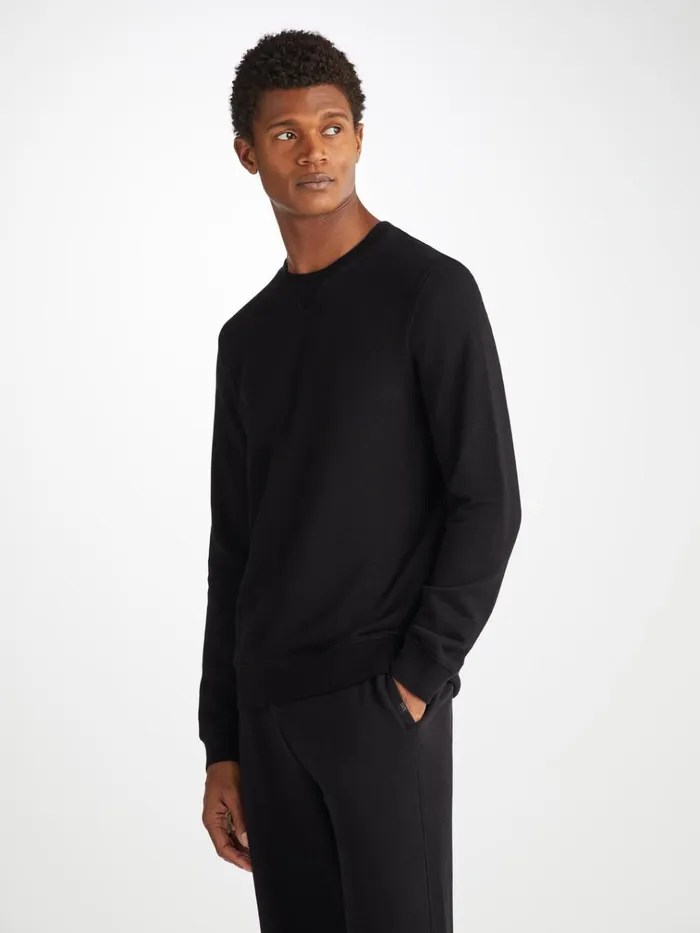 Sweatshirts Men Derek Rose Sweatshirt Quinn Cotton Modal Black