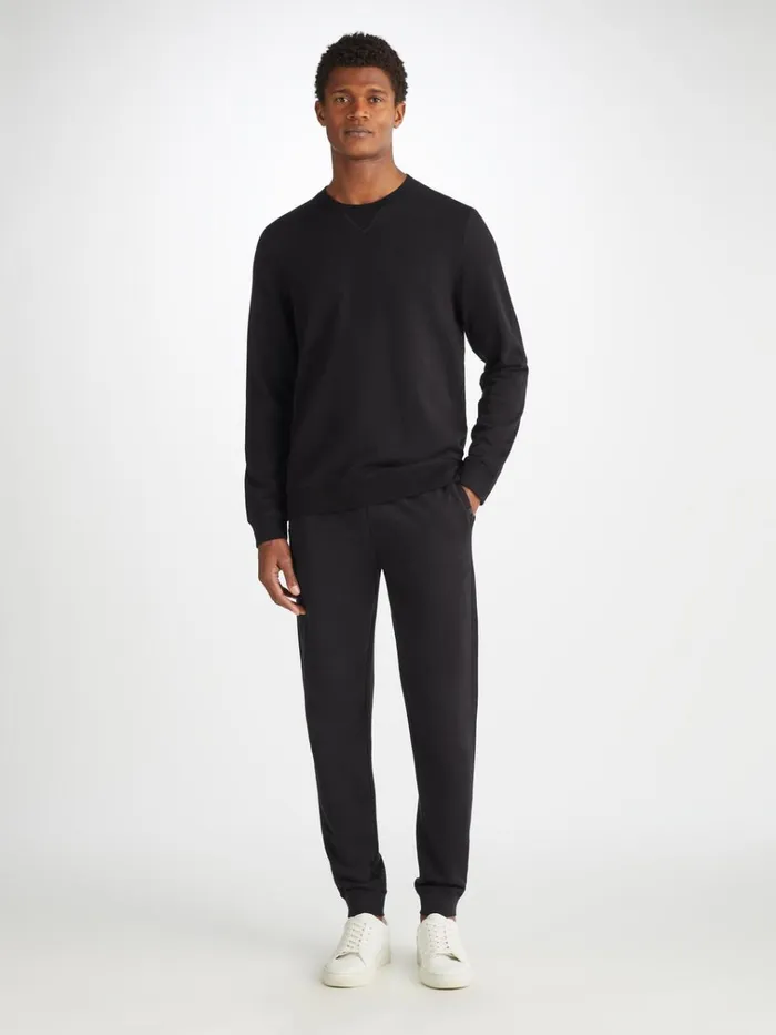 Sweatshirts Men Derek Rose Sweatshirt Quinn Cotton Modal Black